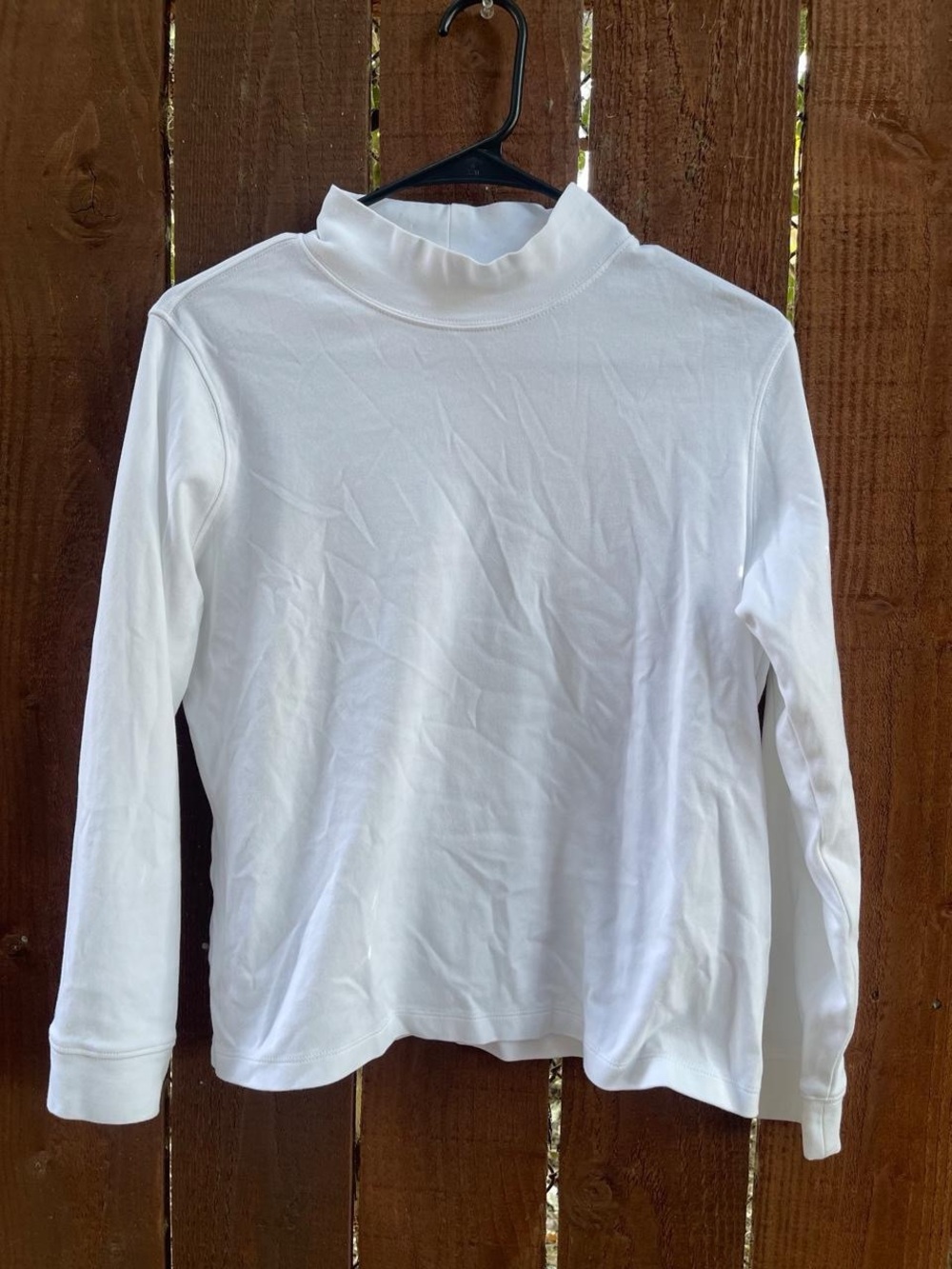 L.L Bean white mockneck layering long sleeve cotton top sz MP